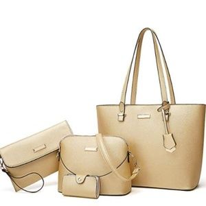 FREE SHIPPING - 4 PIECE PURSE SET - GOLD